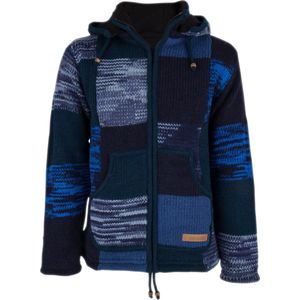 SHAKALOHA - W Patch ZH MysticBlue - Gebreid Wollen Dames Vest - Met Polyester Fleece Voering en Afneembare Capuchon