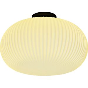 Olucia - ELLIOT - Badkamer Plafondlamp - Wit / Zwart - Geschikt voor Badkamer - Vorm: Rond