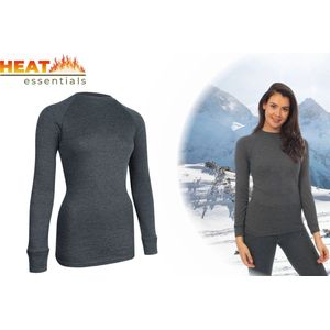 Heat Essentials - Thermo Ondergoed Dames - ThermoShirt Dames - Antraciet - S - Thermokleding Dames - Thermo Shirt Dames Lange Mouw