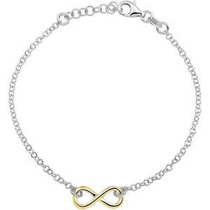 The Fashion Jewelry Collection Armband Infinity 2,0 mm 17 + 2 cm - Zilver verguld