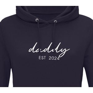 Hoodie heren met capuchon - Sweater heren capuchon - Cadeau papa - Cadeau papa kerst - Cadeau papa vaderdag - Daddy est 2024 - Navy S