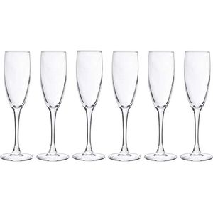 6x stuks champagneglazen van glas 150 ml - glazen op voet voor champagne-bubbels of cava online kopen Lage prijs | beslist.nl