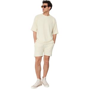 Trendyol Grijze, Middellange, Gestructureerde Short Met Koord En Normale Snit Tmnss23Sr00039