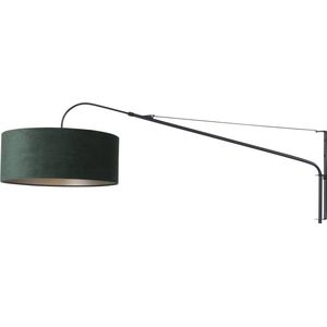 Steinhauer Elegant Classy wandlamp - kap ⌀50 cm - uittrekbaar tot 145 cm - zwart/wit snoer met schakelaar - zwart en groen