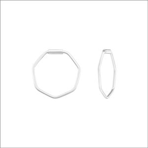 Aramat jewels ® - Geometrische oorringetjes zeshoek zilver 14x0.8mm 925 zilver