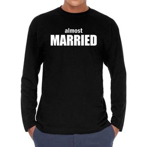 Almost married long sleeve t-shirt  zwart heren - zwart Almost married shirt met lange mouwen - vrijgezellen feest kleding S