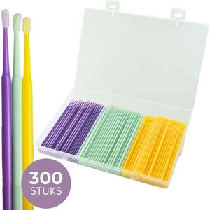 YUBBI Microbrushes voor Wimper Extenties 300 Stuks - Wegwerp Wattenstaafjes - Wimper Uitbreiding - Individuele Lashes - 3 Kleuren