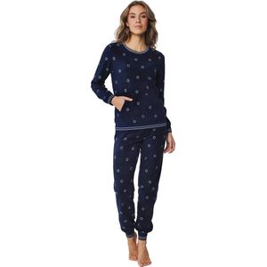 Rebelle - Warme Fleece Pyjama - Donkerblauw - Lange Mouwen - Dames