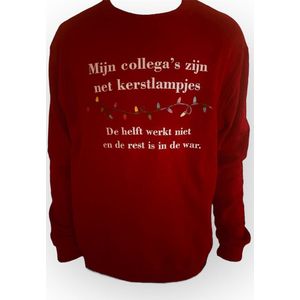Kersttrui Collega's Zijn Net Kerstlampjes | Foute Kersttrui Dames Heren | Kerstcadeau | Kerstpakket | rood | maat L.