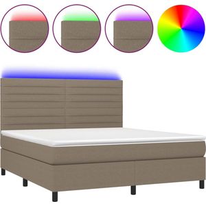 vidaXL-Boxspring-met-matras-en-LED-stof-taupe-180x200-cm