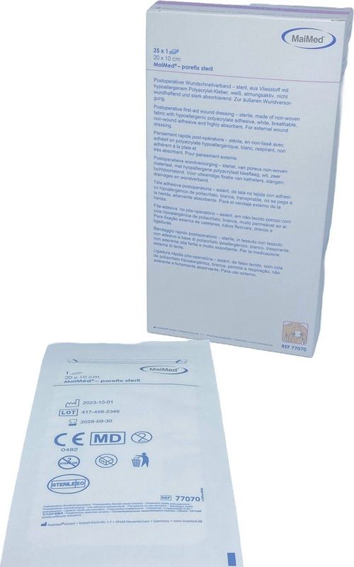 Maimed Porefix eilandpleister 20 cm x 10 cm wondpleister kleefverband latexvrij 25 stuks