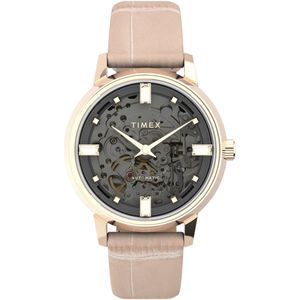 Timex Trend Automatic TW2V05200 Horloge - Leer - Roze - Ø 38 mm
