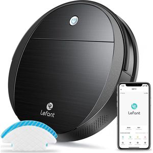 Plugstore - Robotstofzuigers, Lefant 2-in-1 Robotstofzuiger met Dweilfunctie, 2200pa Krachtige Zuigkracht, Automatische Zelfopladende Intelligente Vacuümrobot, Ideaal voor Dierenhaar/Harde Vloer/Laagpolig Tapijt