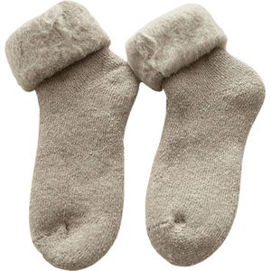 Warme winter sokken dames off-white - 1 paar - maat 36-40 - wol - gevoerd - damessokken - cadeautip