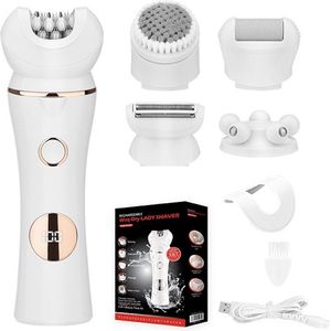 5-in-1 Waterdichte Ladyshave Scheerapparaat Vrouw - Gezicht - Oksels - Benen - Bikinilijn - Epilator - Epileerapparaat Dames - Trimmer Vrouw - Bikinitrimmer - USB Oplaadbaar