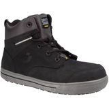 Werkschoenen - Halfhoge Leren Sneaker - Zwart - Rubber Buiten- en Hittebestendige Zool