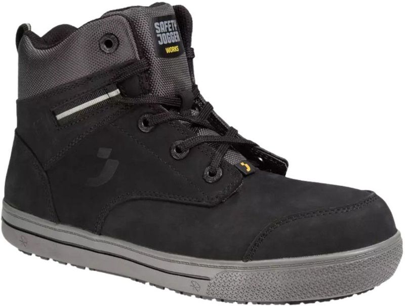 Werkschoenen - Halfhoge Leren Sneaker - Zwart - Rubber Buiten- en Hittebestendige Zool