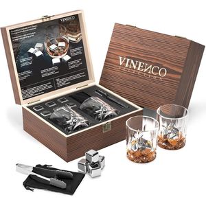 Herbruikbare Roestvrijstalen Koelstenen Set van 6 + Opbergzakje & IJstang - Whisky Stones RVS Ijsblokjes voor Koude Borrel Cocktails met RVS Ijsblokken bar set