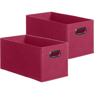 Set van 4x stuks opbergmand/kastmand 7 liter framboos roze linnen 31 x 15 x 15 cm - Opbergboxen - Vakkenkast manden