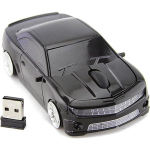 Sportwagen vormige draadloze computermuis - 2.4G, hoge nauwkeurigheid sensor, energiebesparend (zwart)