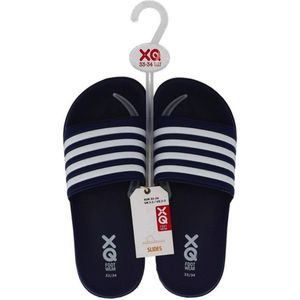 XQ Footwear - Slippers - Kobaltblauw - Wit - Gestreept - Maat 27/28