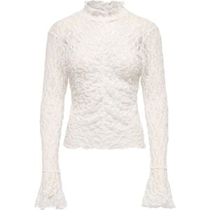 Jacqueline de Yong T-shirt Jdylala High Neck Lace Top Jrs 15377339 Cloud Dancer Dames Maat - XS