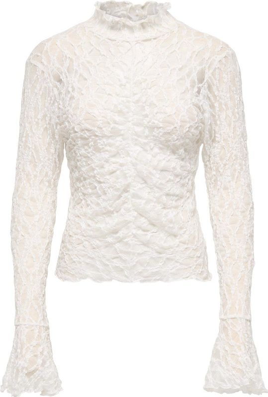 Jacqueline de Yong T-shirt Jdylala High Neck Lace Top Jrs 15377339 Cloud Dancer Dames Maat - XS