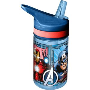 Marvel Avengers drinkfles/drinkbeker/bidon met drinktuitje - blauw - kunststof - 400 ml