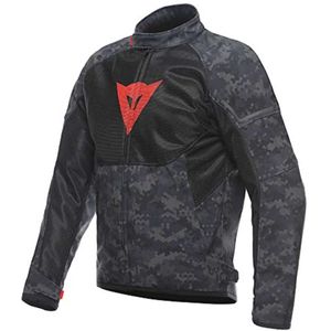 Zomerjas Heren Motorjas - Mesh Weefsel, Zachte Beschermers, Grijs Camo/Zwart/Fluorrood, Maat 54