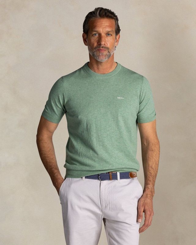 NZA - Groen katoenen gebreid T-shirt