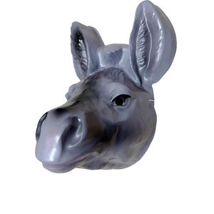 KIMU Masker Ezel Grijs - Dierenmasker Paard Kunststof Elastiek - Fotoshoot Halloween Donkey Ezeltje Tik Festival