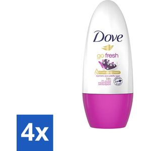 Dove - Deodorant - Roller Go Fresh Acai Berry & Waterlily - Frisse geur - 50 ml - Voordeelverpakking - 4 stuks