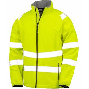 Result Recycled Printable Safety Softshell Jacket RT505 - Fluorescent Yellow/Black - XXL