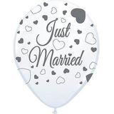 24x Just Married bruiloft thema versiering ballonnen voor bruidspaar