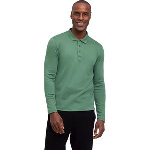 FALKE Basic Polo Shirt Longsleeve zacht huidvriendelijk katoen polo shirt heren groen - maat S