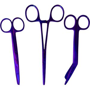 Verpleegkundige scharenset ""Deep Purple"" - MDR Certificaat - verbandschaar - schaar - kocher - 4mm - verpleegkundige accessoires - verpleegkundige cadeau - verpleegkundige scharenset