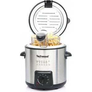 TECHWOOD MINI FRITUUR- EN FONDUEPAN 2-IN-1 RVS