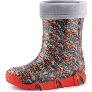 Ladeheid Kinder Regenlaarzen - Gevoerd Rubberen Laarzen met manchet Waterdichte - PVC - LA-ZT-Szuwarek - Gelukkige Wezens - 21/22
