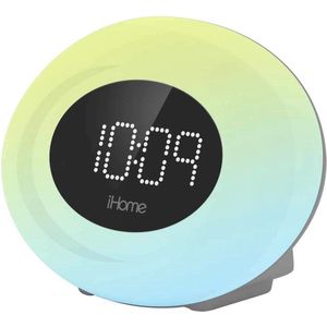 FM-kleurveranderende wekker radio met USB-poort en zilveren luidsprekers