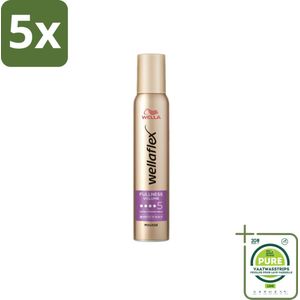 5 x Wella – Flex Fullness Volume Ultra Strong – Haarmousse – 200 ml - Grootverpakking - Haarmousse - Volume - Kracht - Natuurlijk Haar - Vol Haar