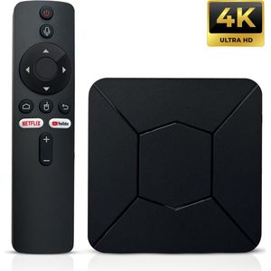 Android TV Box 4K Chromecast Streaming Box met WiFi Bluetooth Incl. Google assistant- Google streaming