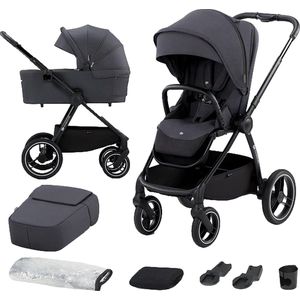 Kinderkraft NEA - Kinderwagen 2in1 tot 22 kg - Sturen met één hand - Donkergrijs