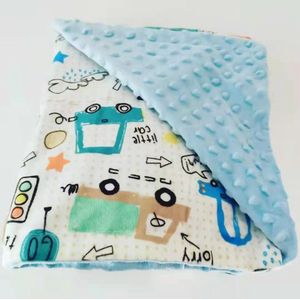 Superzacht babydekentje met nopjes voor in de kinderwagen, wiegje of ledikants-sAutootjes Blauw