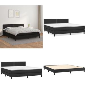 vidaXL Boxspring met matras kunstleer zwart 180x200 cm - Boxspring - Boxsprings - Bed - Slaapmeubel