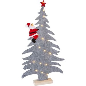 Kerstboom met LED & klimmende kerstman Medium 61 cm hoog - decoratiefiguur - interieur - geschikt voor binnen - cadeau - geschenk - kerstcollectie - kerstman - kerstboom - kerstdecoratie - kerstfiguur
