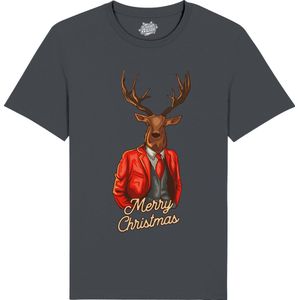 louis het kerst hert - Foute Kersttrui Kerstcadeau - Dames / Heren / Unisex Kleding - Grappige Kerst Outfit - T-Shirt - Unisex - Mouse Grijs - Maat 3XL