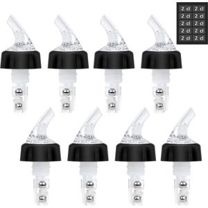 2 cl flessenschenktuit, 8 stuks, auto-pour schenktuit, doseertuit, bar, portioneerder, sterke drank doseerhulp, fles voor tuitjes, shot pourers dispenser voor thuis, bar, wijn,