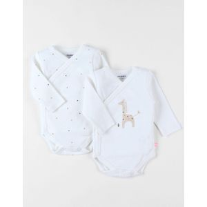 Noukie's - Rompertjes - 2 pack - Meisjes - giraf glitter + stip - lange mouw - 0maand 50