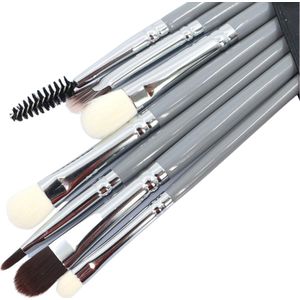 CAIRSKIN Professional Brush Set - 7 Silver Gloss Eyeshadow & Brow Make-up Brush Set - Visagiekwasten - Vegan Set - Professional Synthetic Brushes - Soft Fibers - Cosmetic Set - Oogschaduw Wenkbrauwen Penselen