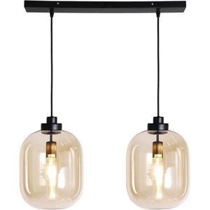 Bronx71® Hanglamp industrieel Amber 30 cm - 2-lichts - Hanglamp glas - Hanglampen eetkamer